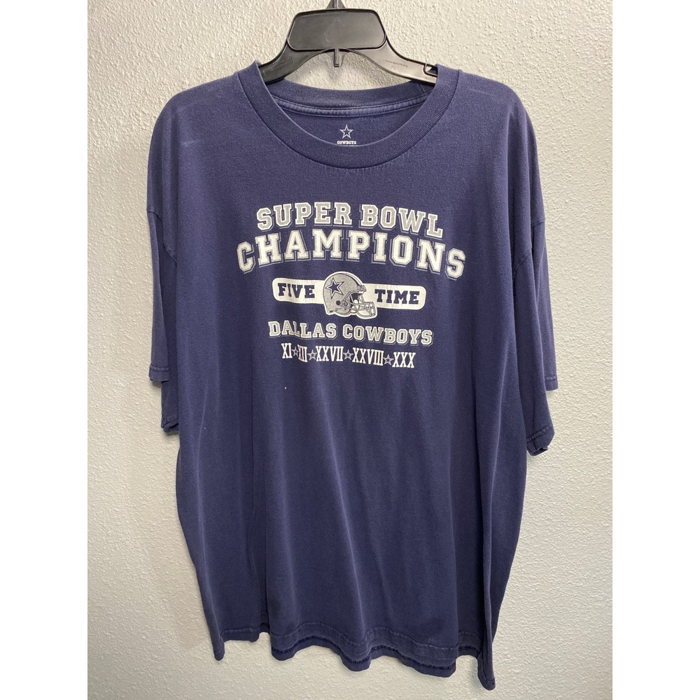 Dallas Cowboys Super‎ Bowl Champions Five Time T-Shirt Mens XL Navy Blue Graphic